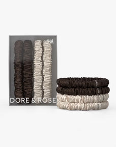 Dore & Rose Scrunchie 1cm (Brown + Champagne)
