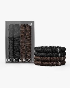 Dore & Rose Scrunchie 1cm (Brown + Champagne)