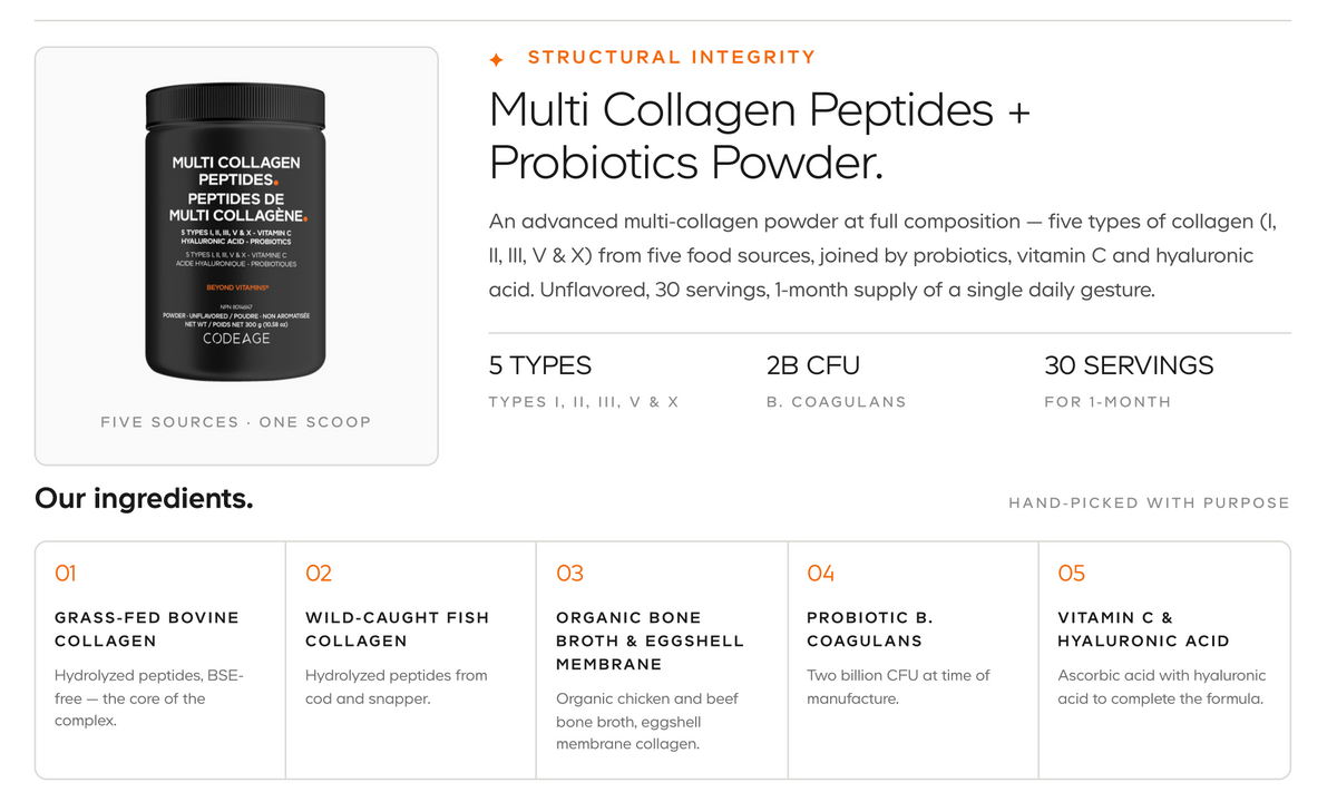 Multi Collagen Peptides + Probiotics Powder
